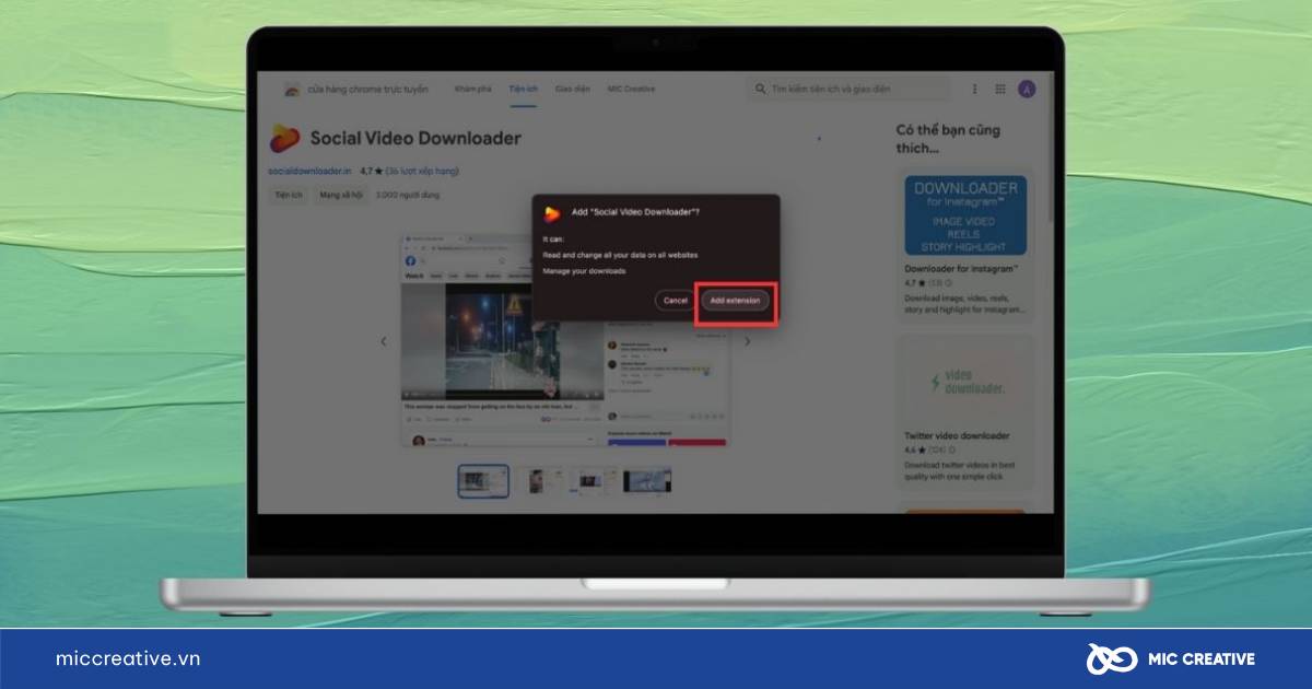 Chọn tab Add Extension