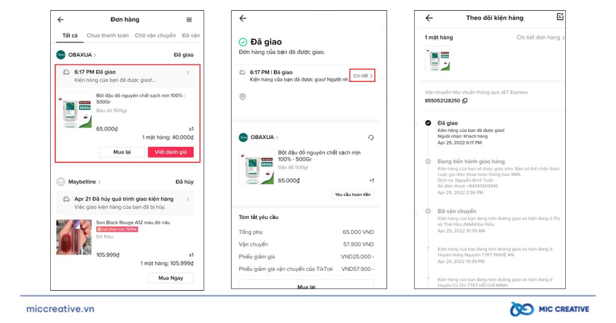 Mục Đơn hàng trên TikTok
