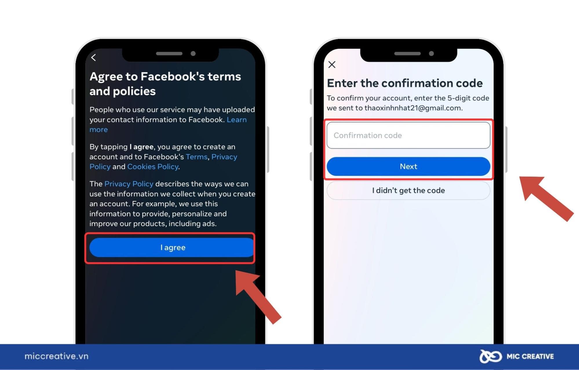 Nhập đúng mã xác nhận được gửi đến Gmail