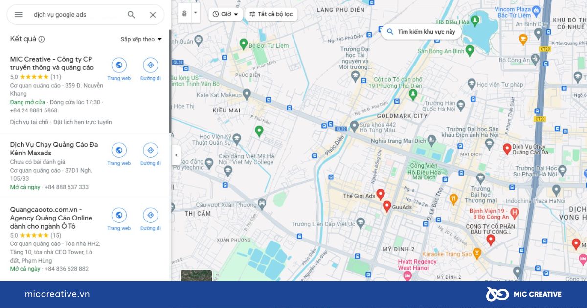 Dịch vụ SEO Google Maps MIC Creative