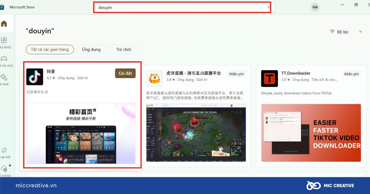 Tải Douyin PC trong Microsoft Store