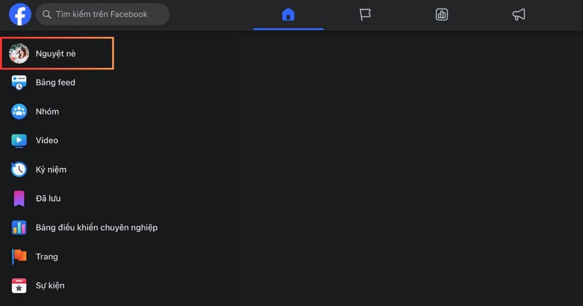 Truy cập vào dòng thời gian của Page Facebook