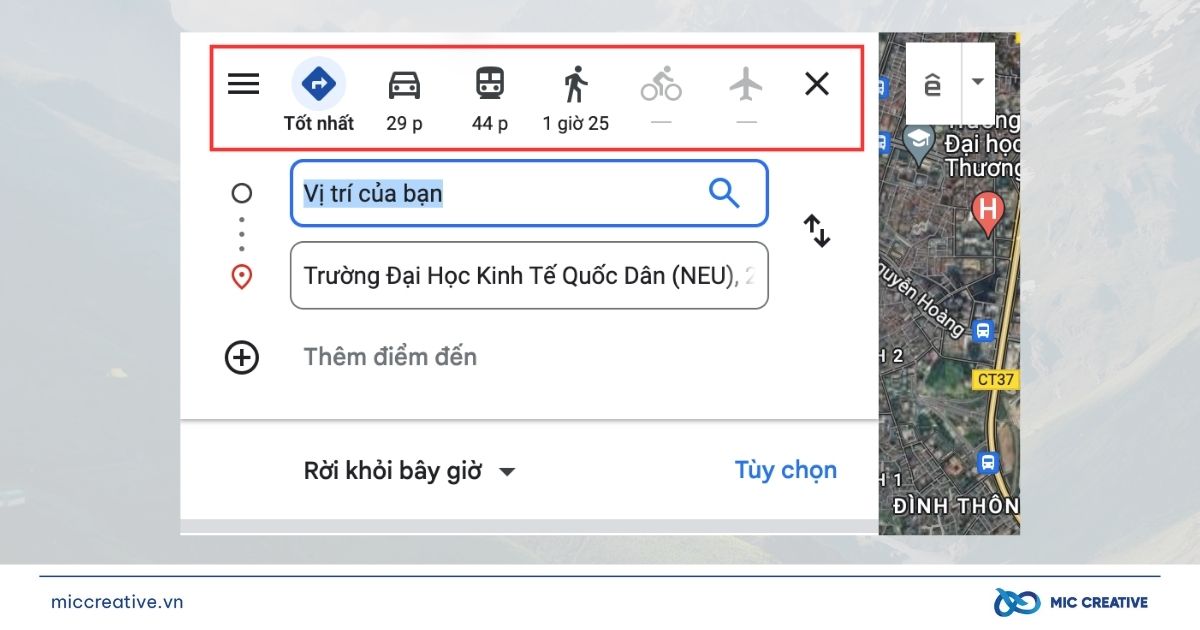 Chọn phương tiện