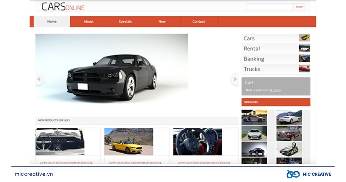 Giao diện Website đơn giản giúp khách hàng dễ nhìn