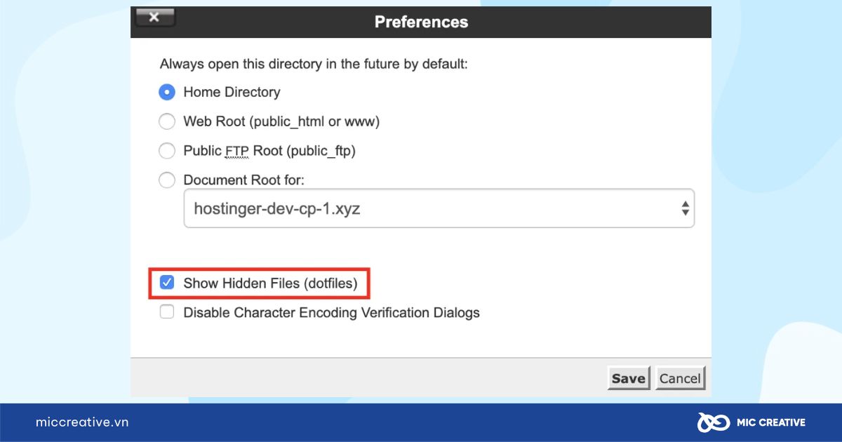 Bật Show Hidden Files
