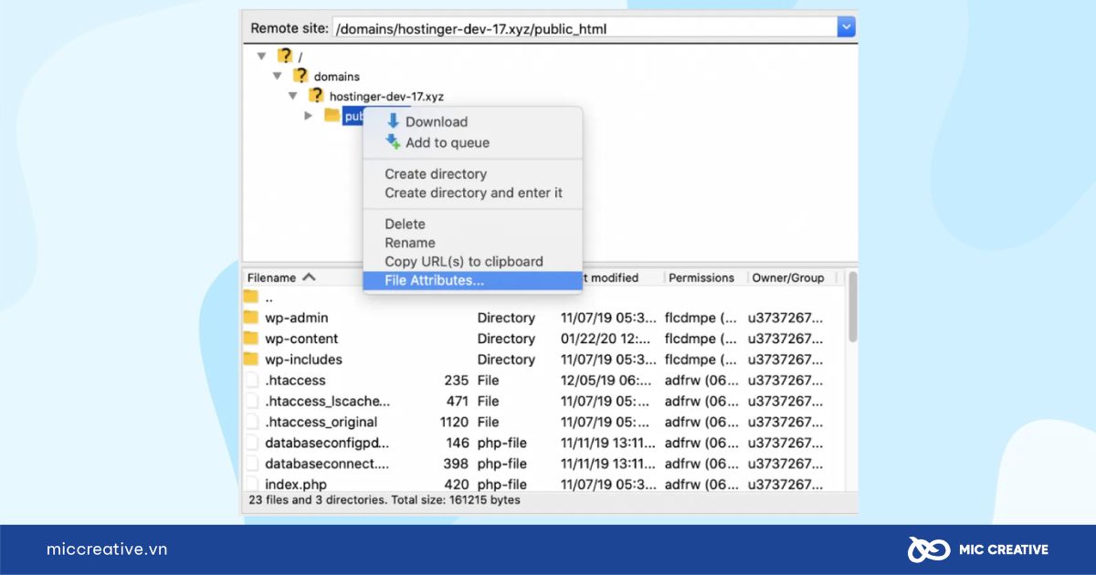 Chọn File Attributes
