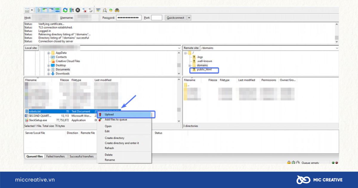Đăng tải trực tiếp lên FTP Client