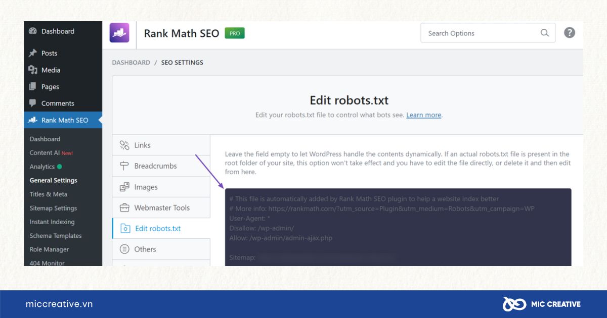 Nhập nội dung tệp Robots.txt