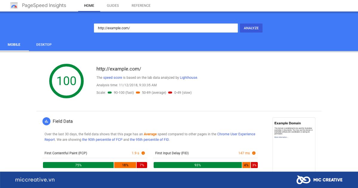 Công cụ hỗ trợ SEO Google PageSpeed Insights