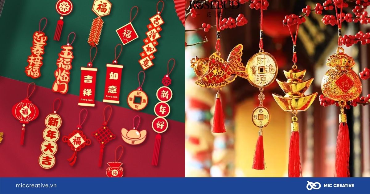 Cách trang trí Tết trên cửa kính bằng dây chuỗi Tết