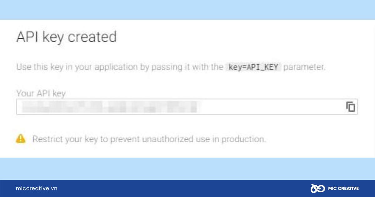 API Keys vừa tạo thành công 