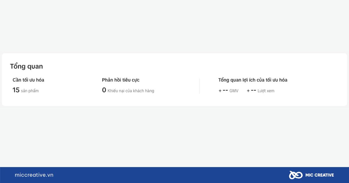 Bảng tổng quan trong trang công cụ tối ưu
