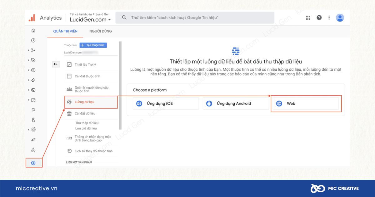 Bắt đầu tạo luồng dữ liệu cho web