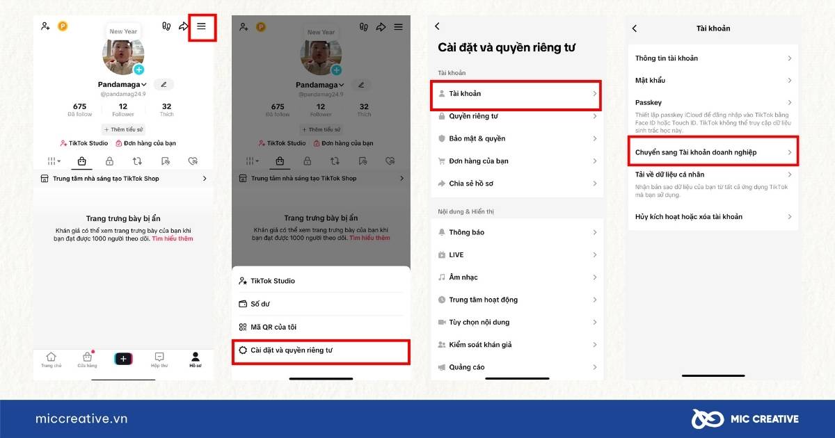 Các bước chuyển đổi tài khoản