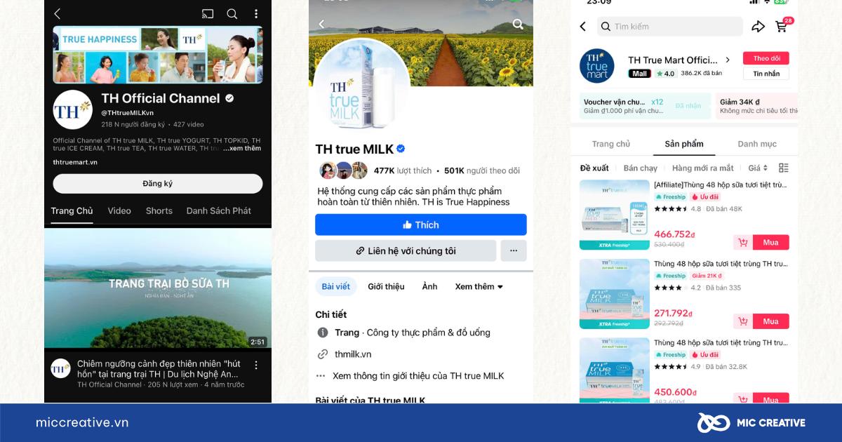 Các kênh truyền thông của TH True Milk