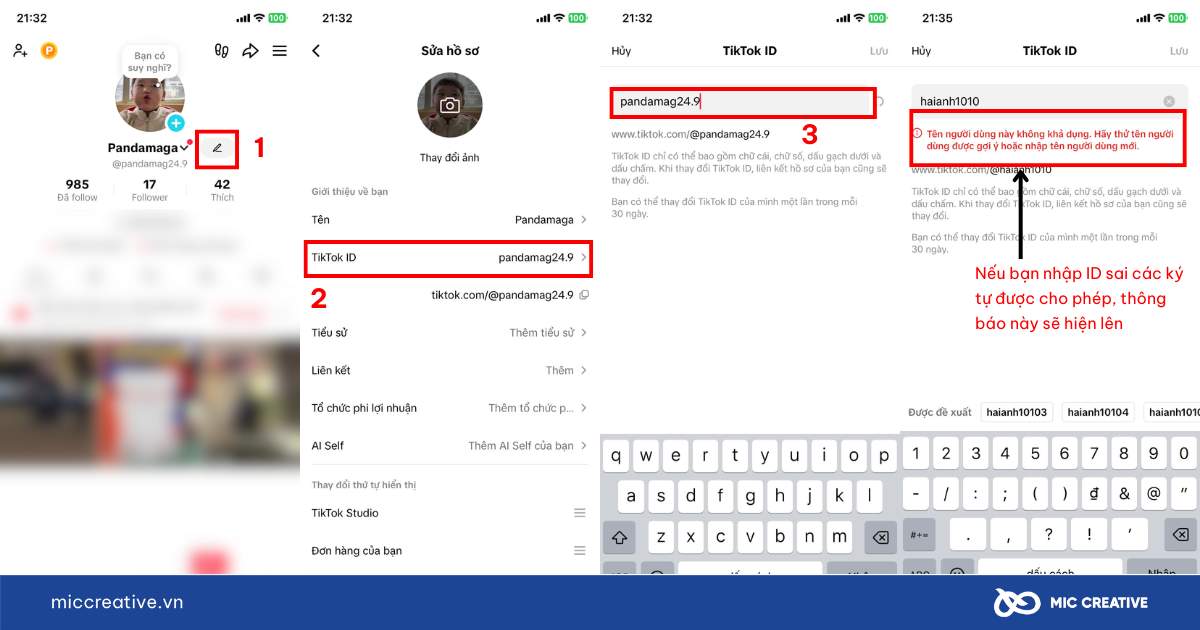Cách thay đổi ID TikTok trên điện thoại 