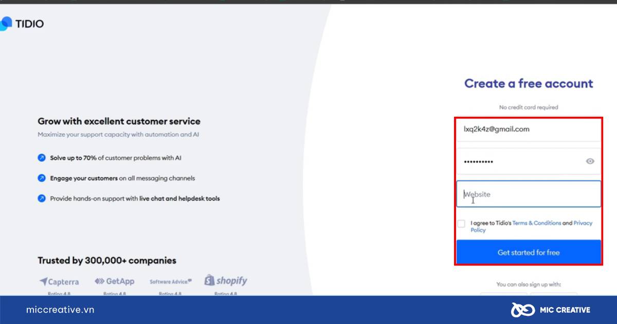 Cài đặt công cụ Tidio Live Chat 