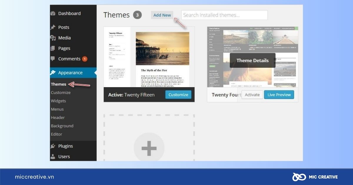 Cài đặt theme và giao diện