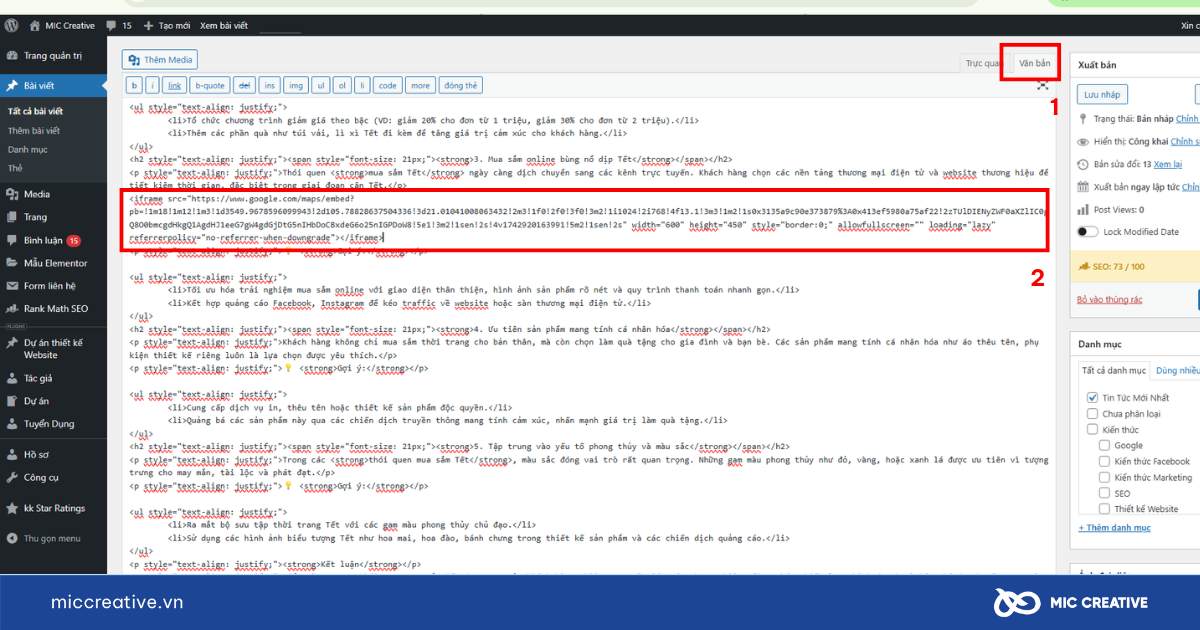 Chèn mã nhúng đã sao chéo vào WordPress 