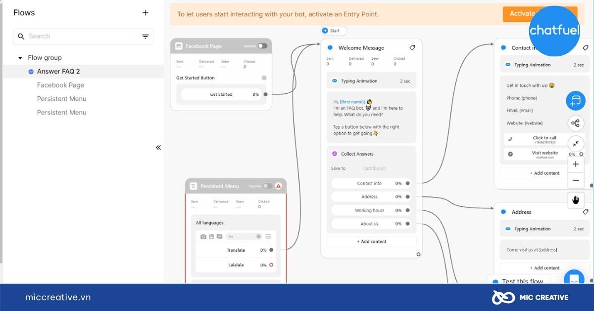 Công cụ chatbot Chatfuel 