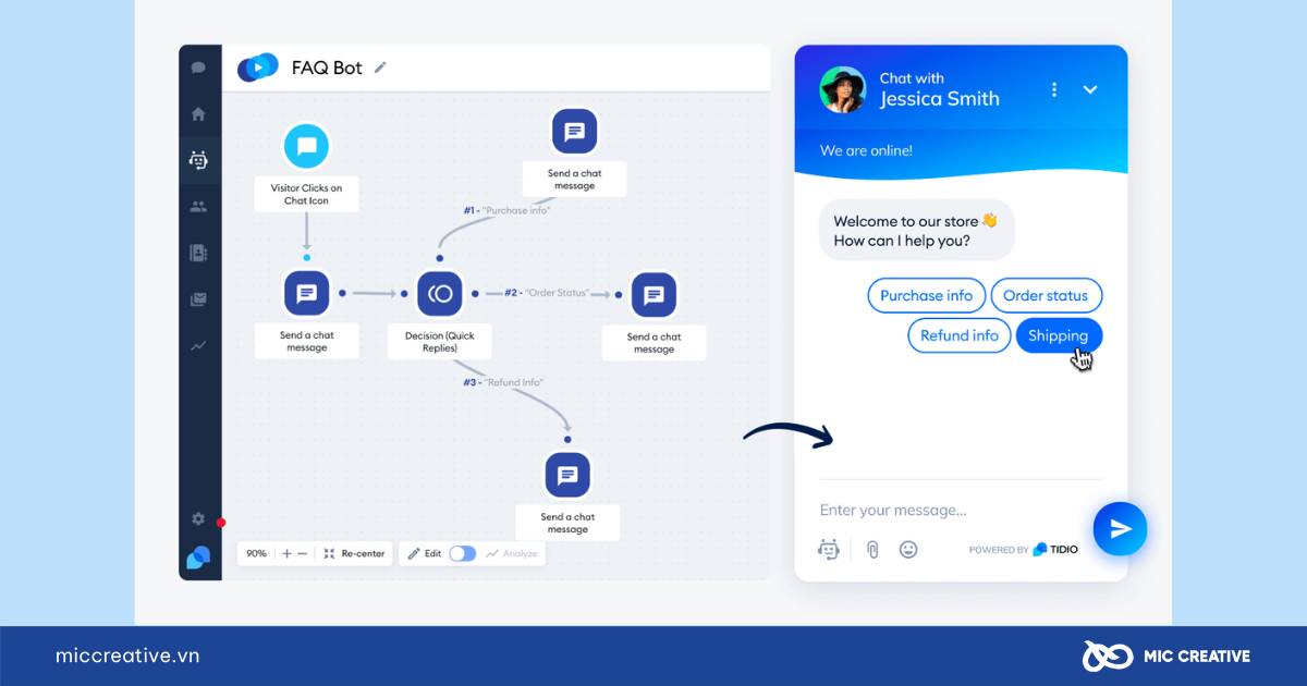 Công cụ chatbot Tidio 