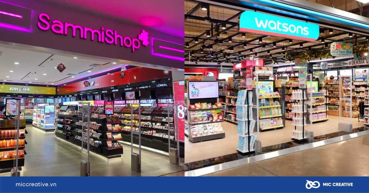 Cửa hàng mỹ phẩm SammiShop và Watsons