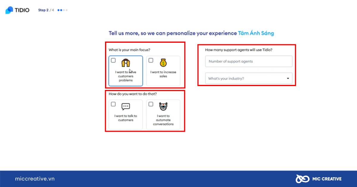 Cung cấp thông tin mục tiêu sử dụng Chatbot 