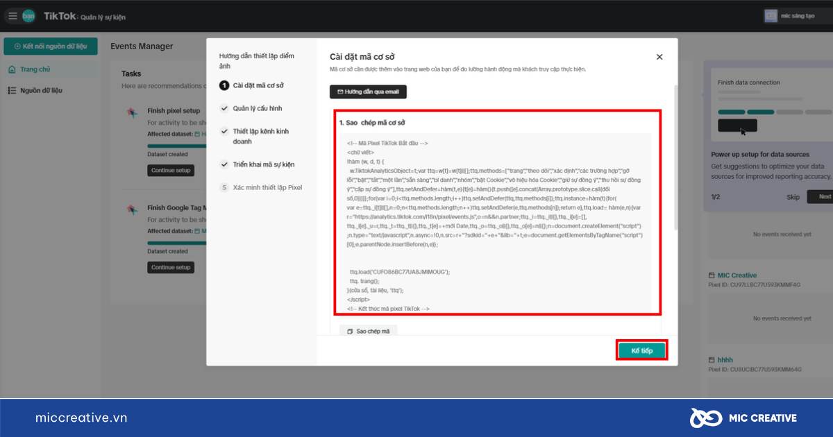 Dán mã pixel vào thẻ Head trong trang HTML của trang web