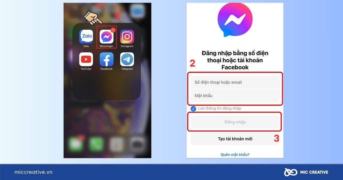 Đăng nhập Messenger bằng cùng một tài khoản