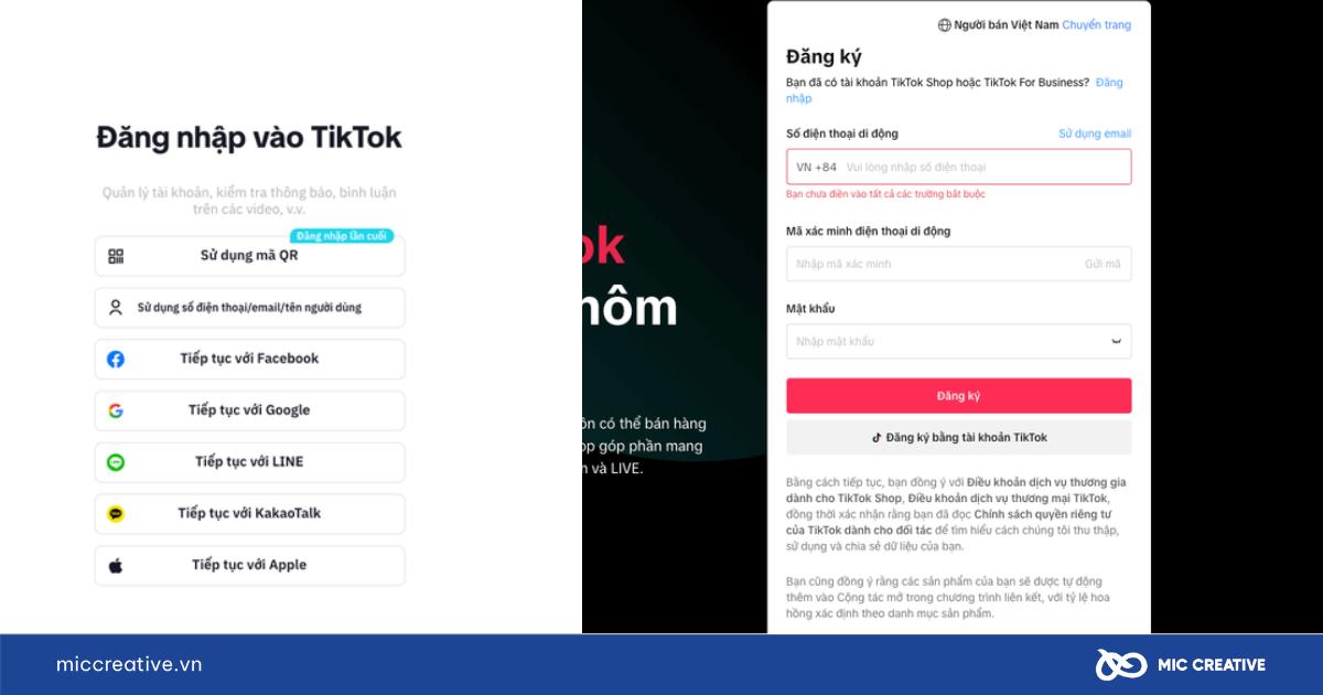 Đăng nhập tài khoản TikTok