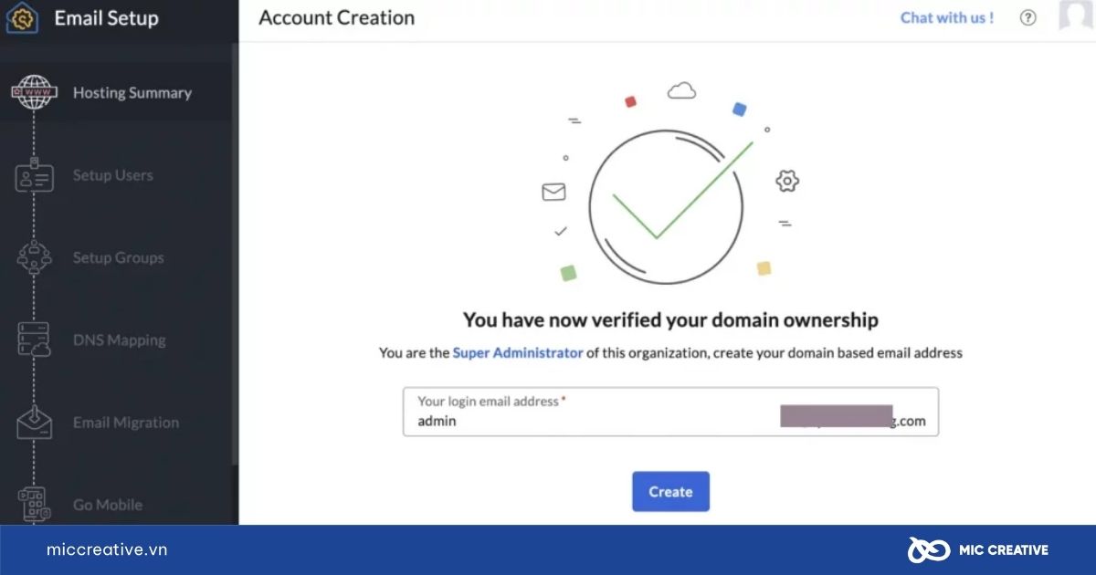 Điền Username và chọn Create để tạo