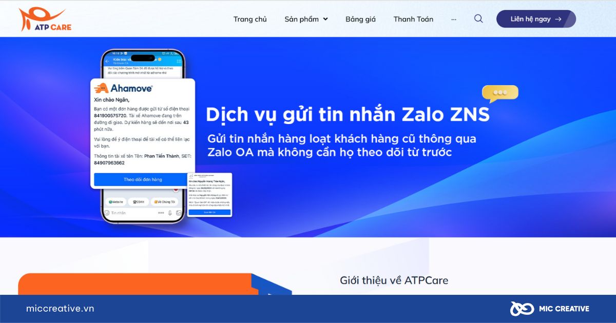 Đơn vị cung cấp dịch vụ Zalo ZNS ATP Care