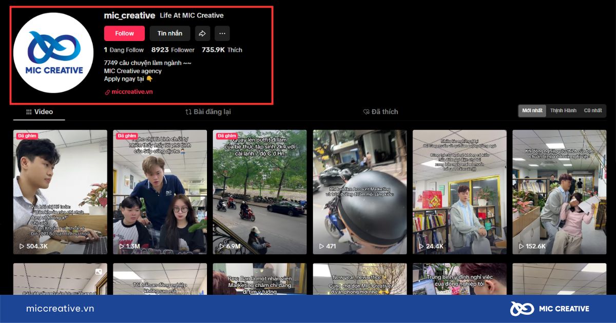 Hồ sơ TikTok của MIC Creative