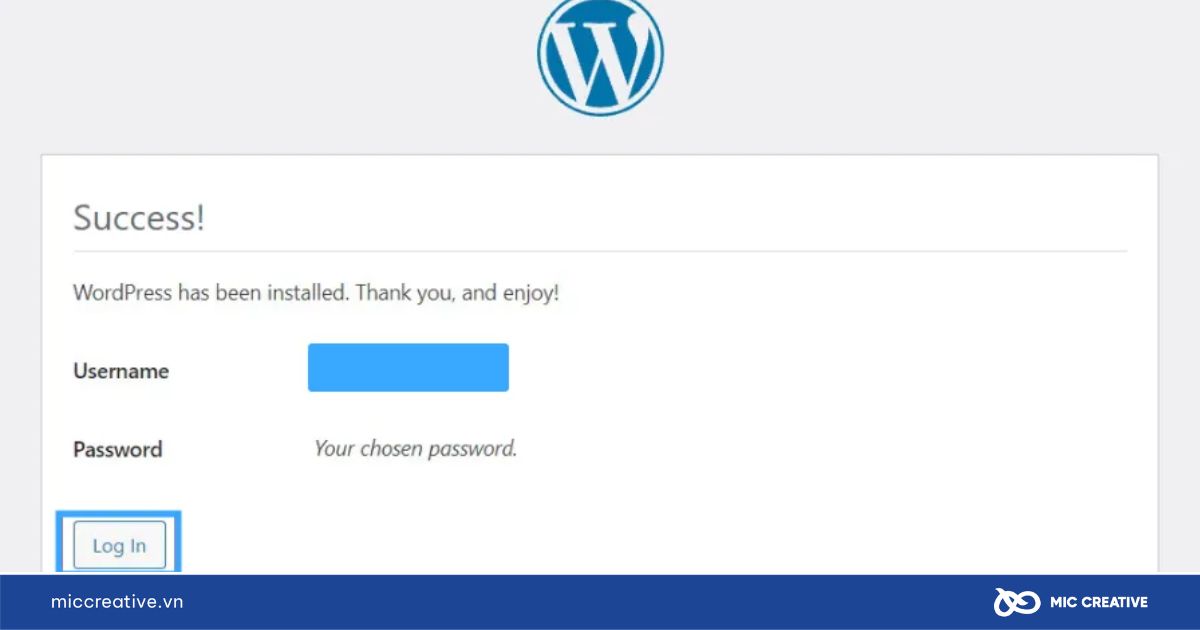 Hoàn tất cài đặt WordPress