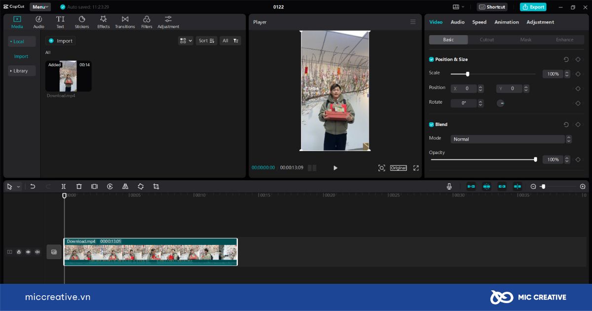 Kéo video xuống timeline