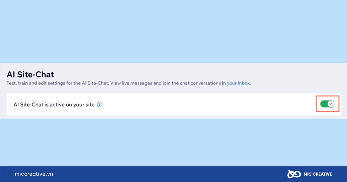 Kích hoạt Wix AI Site-Chat 