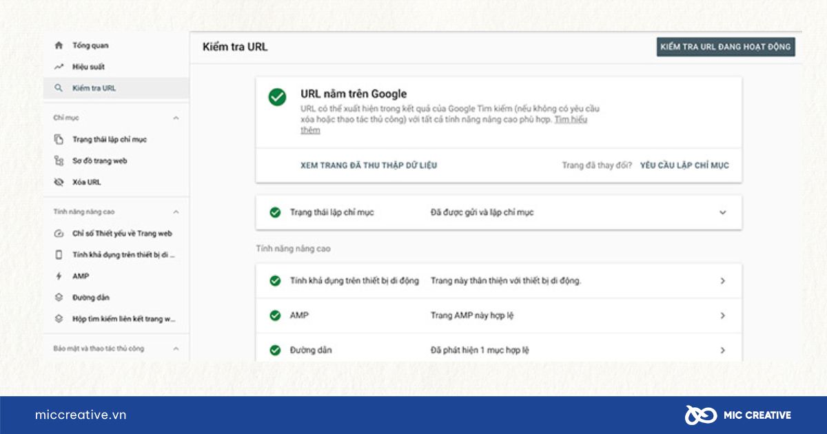 Kiểm tra URL đã Google index thành công