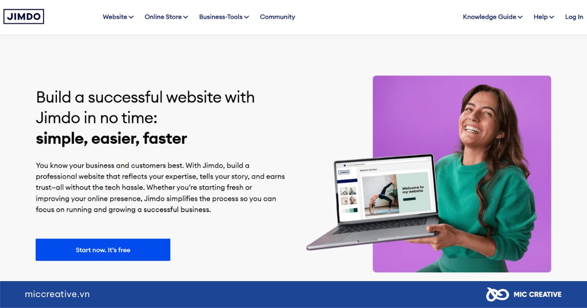 Nền tảng thiết kế website Jimdo