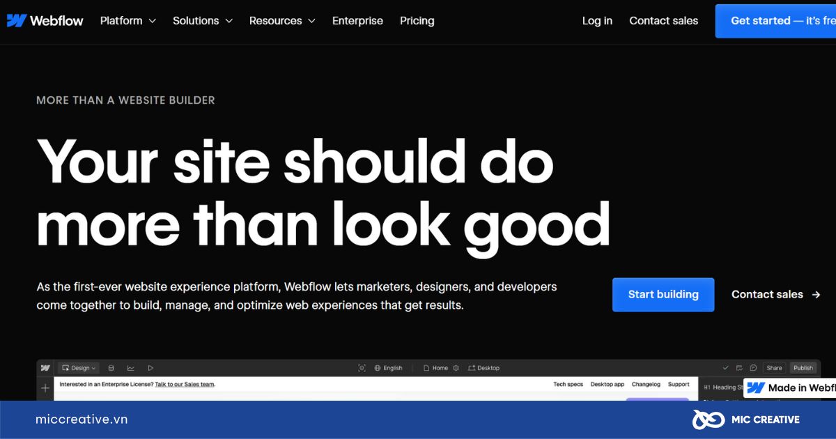 Nền tảng thiết kế website Webflow