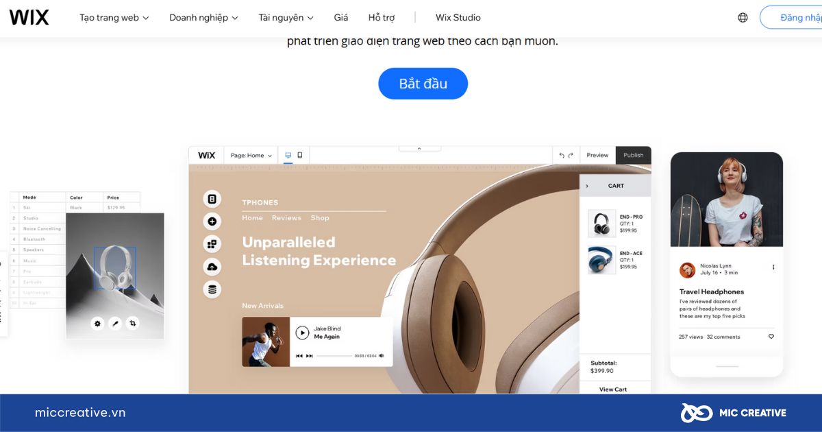 Nền tảng thiết kế website Wix