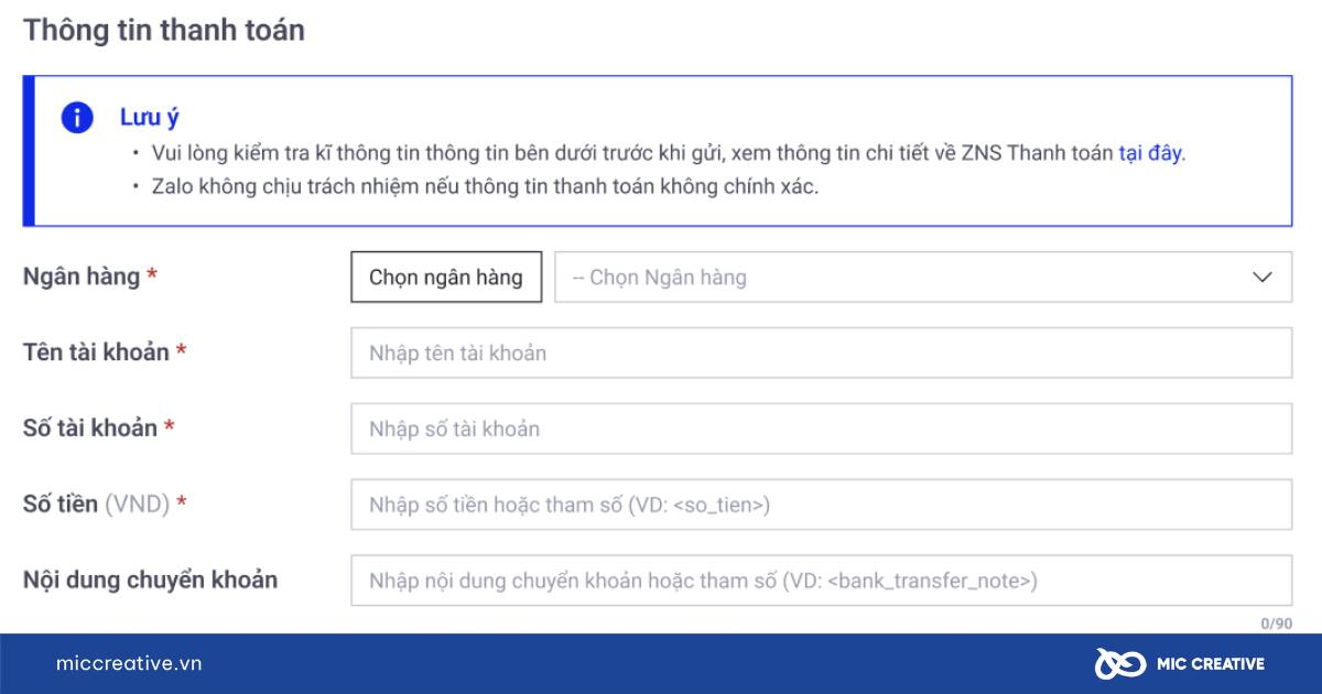 Nhập đầy đủ các thông tin thanh toán