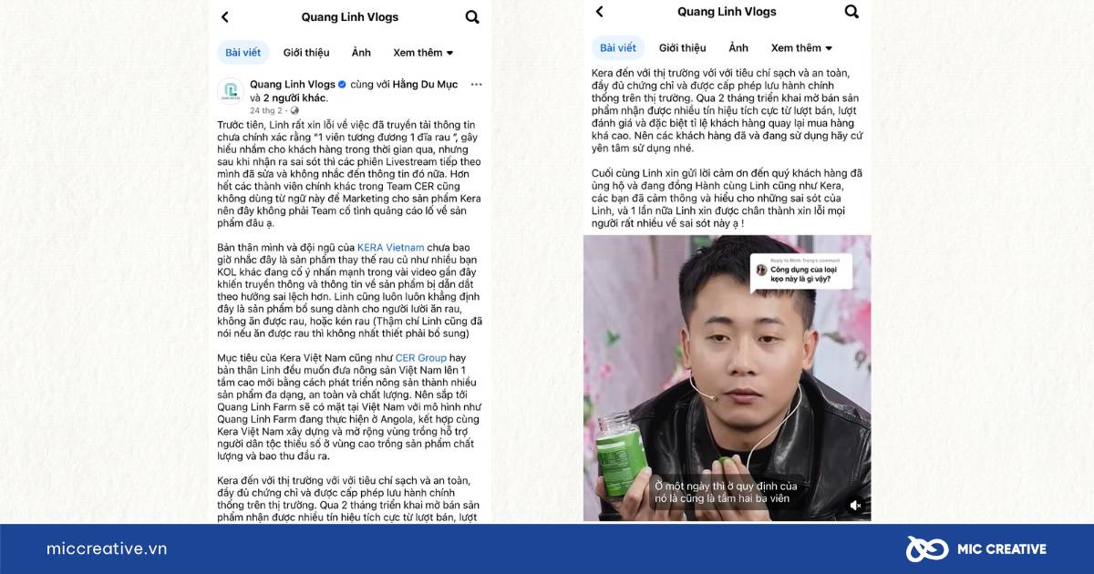 Quang Linh Vlogs công khai xin lỗi trên Fanpage