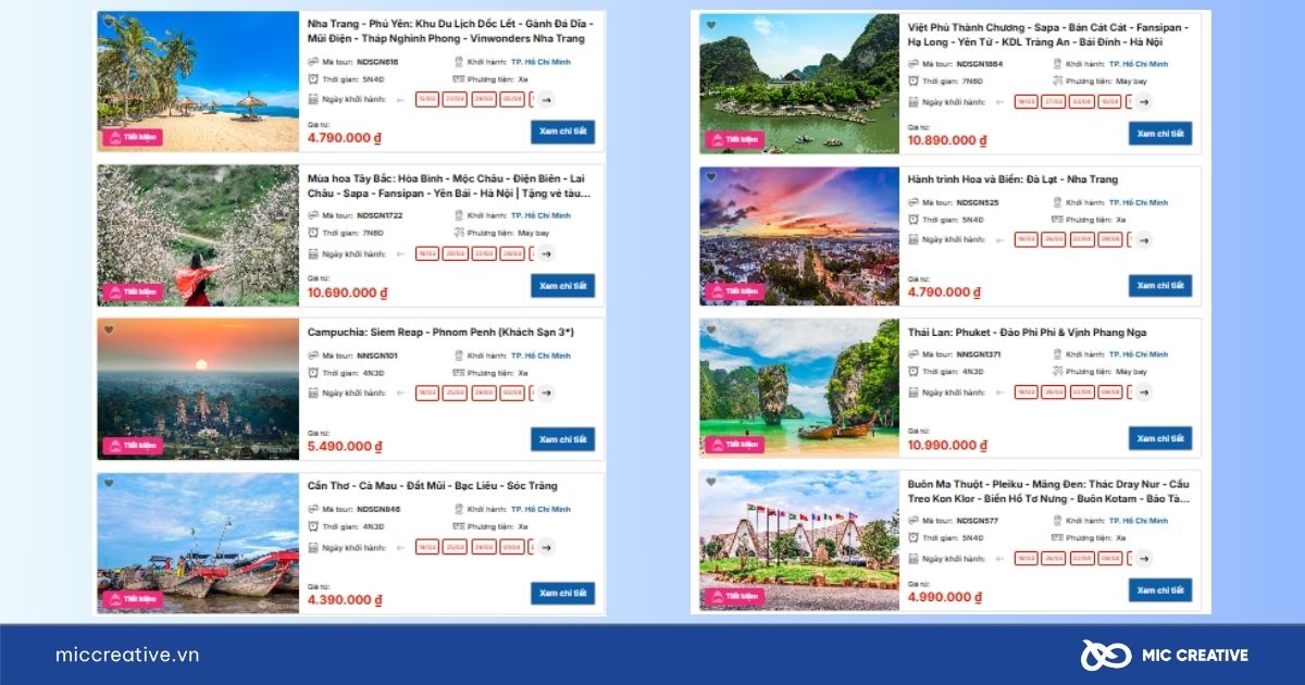Sản phẩm du lịch của Vietravel