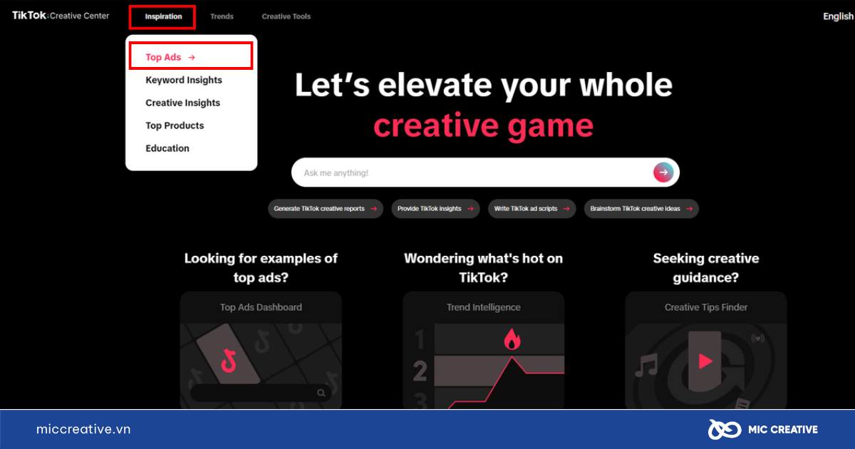 Sử dụng TikTok Creative Center để xác định chủ đề