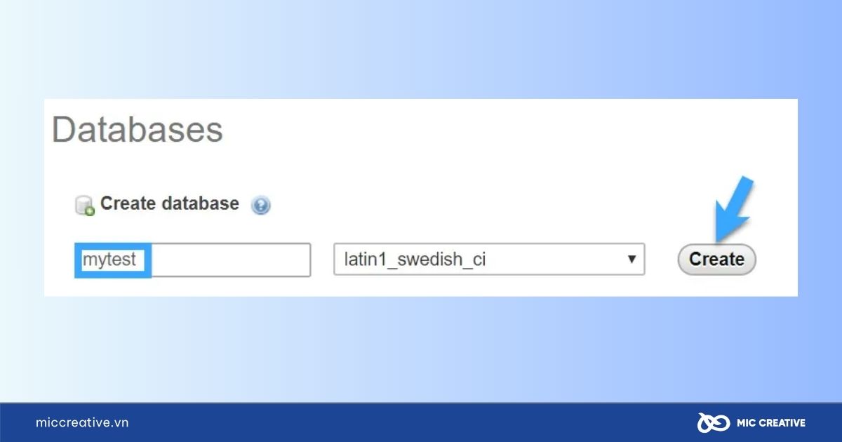 Tạo cơ sở dữ liệu trong phpMyAdmin