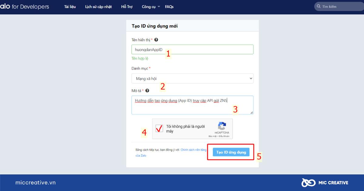 Tạo ứng dụng truy cập API