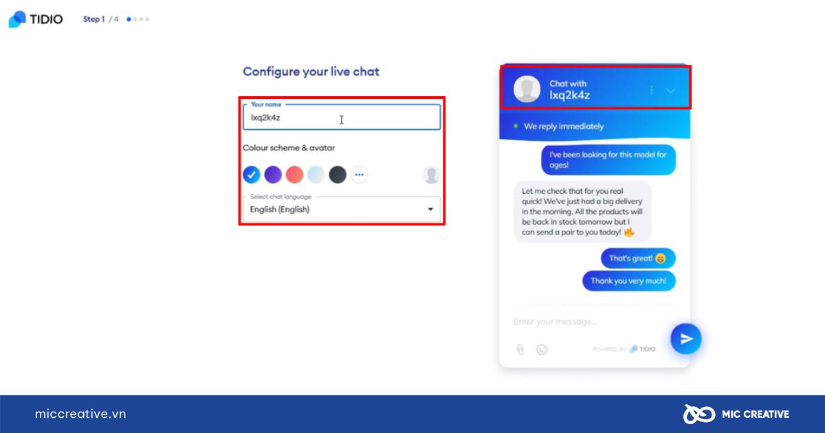 Thiết lập giao diện trò chuyện với khách hàng qua chatbot 