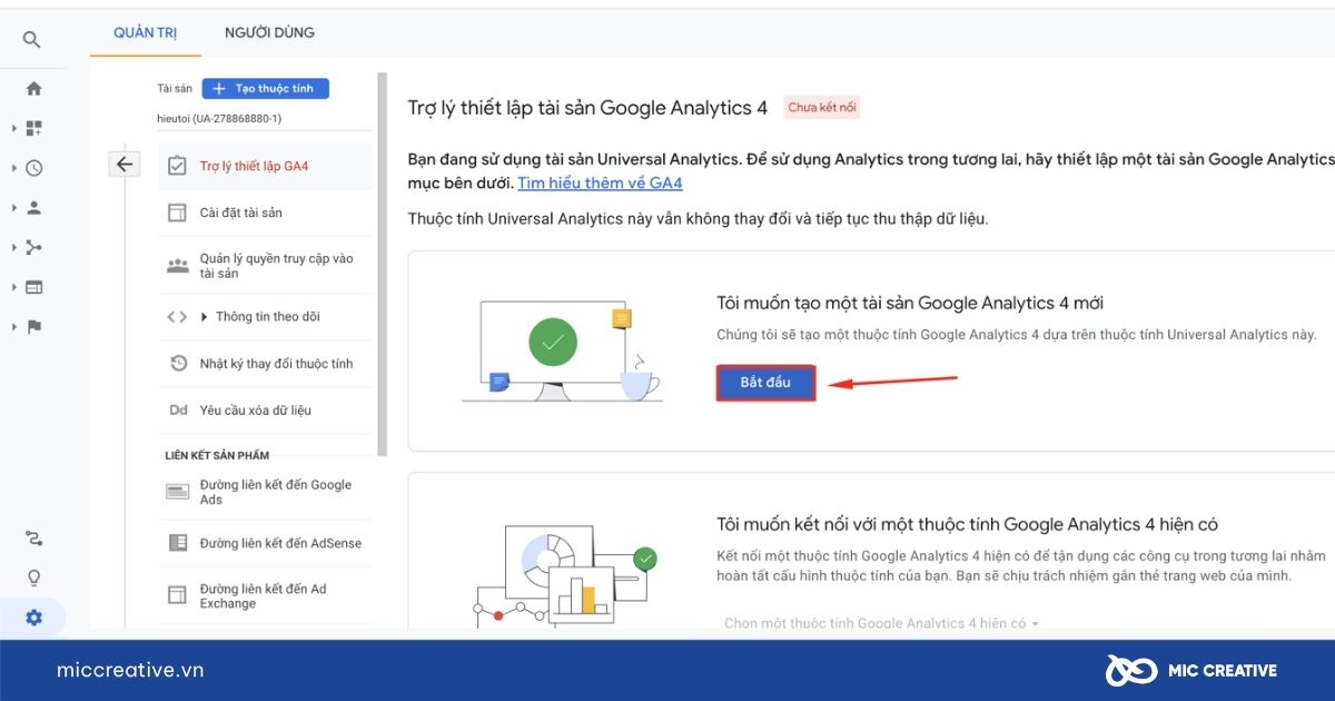 Thiết lập thuộc tính Google Analytics 4 