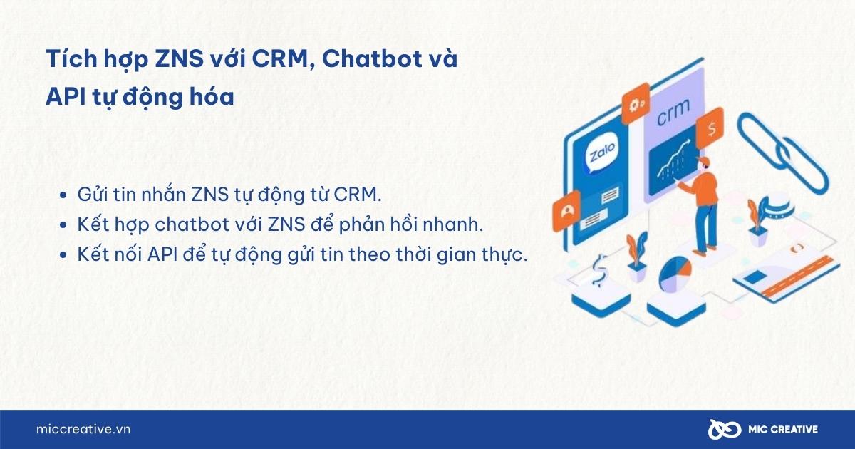 Tích hợp ZNS với CRM, Chatbot và API