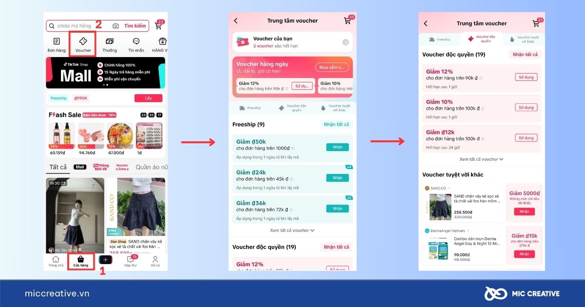 Truy cập Trung tâm Voucher 